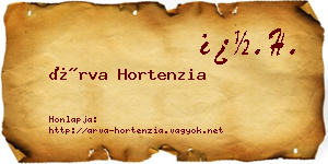 Árva Hortenzia névjegykártya